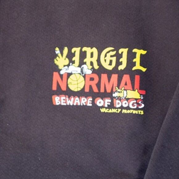 Virgil Normal Beware Of Dog Long Sleeve Crewneck Sweatshirt Off Black Size M NWT - Picture 4 of 6